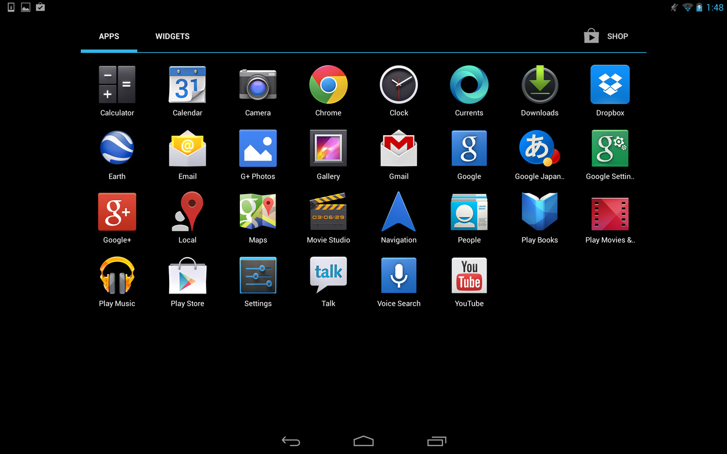 Apps screen