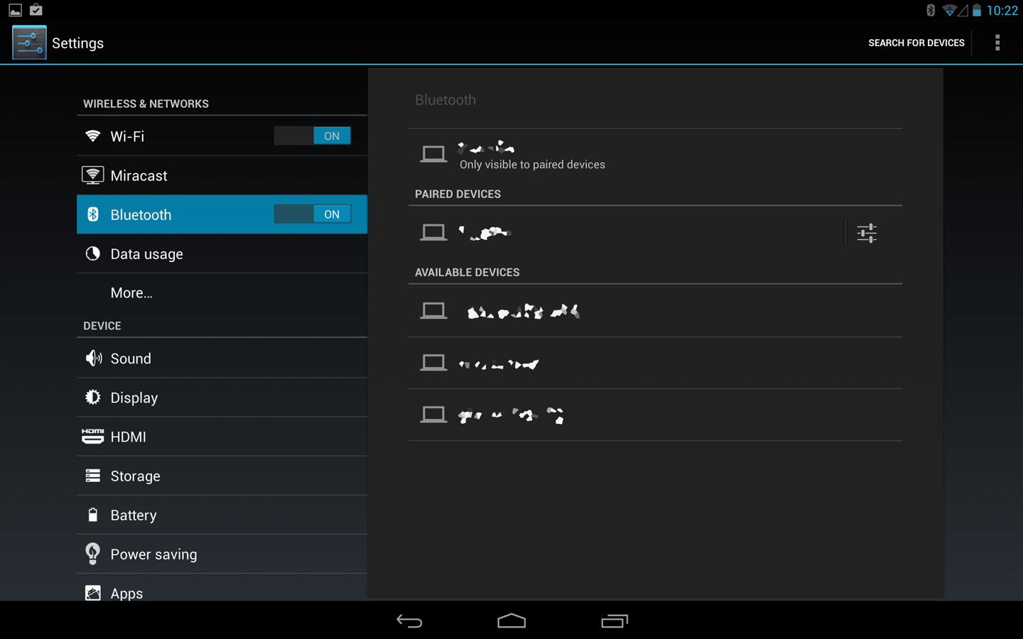 BlueTooth settings