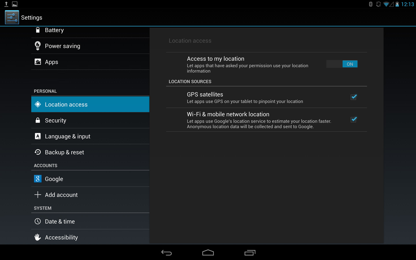 Positional information access setting